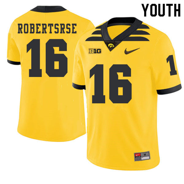 2019 Youth #16 Terry Robertsrse Iowa Hawkeyes College Football Alternate Jerseys Sale-Gold - Click Image to Close
